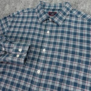 UNTUCKit Shirt Mens Large Blue Green Plaid Balthazar Slim Fit Flannel Soft